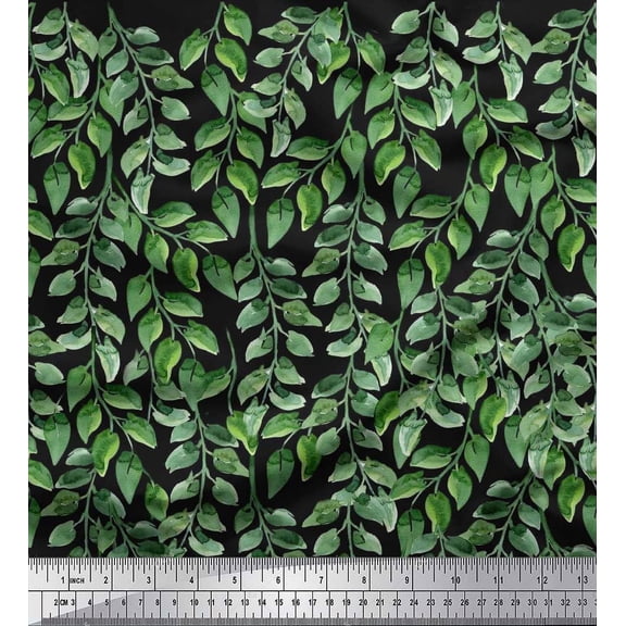 Soimoi Cotton Duck Fabric Leaves Panel Print Fabric by the Yard 42 Inch Wide