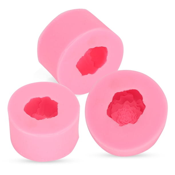 3 moldes de silicona con forma de flor redonda, encantadores y distintivos para tartas, velas y jabón, accesorios para herramientas de bricolaje.
