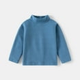 thumbnail image 2 of Generic Boys Fall Winter Solid Color High Neck Long Sleeve Thickened Bottoming Shirt T-Shirt Tops for Toddler Girls Comfortable for Holiday Christmas Party（12-18 Months Blue）, 2 of 8