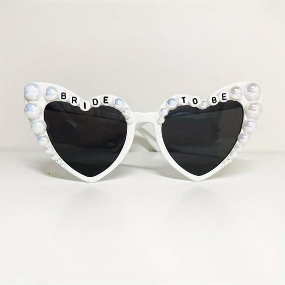 Bride To Be / Team Bride Sunglasses White Faux Pearl Embellished Heart Sunglasses Bachelorette Hen Do Party Accessories Decorations