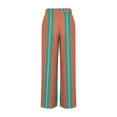 thumbnail image 3 of USNSM Wide Leg Pants for Women Funny Striped Print Loose Fit Drawstring Pants Comfy High Waist Lounge Pants with Pockets Orange S, 3 of 4