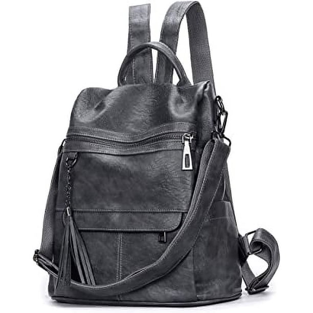 Zhuge Mochila tipo monedero para mujer, de piel sintética, antirrobo, de diseñador, con borlas, bolso de mano