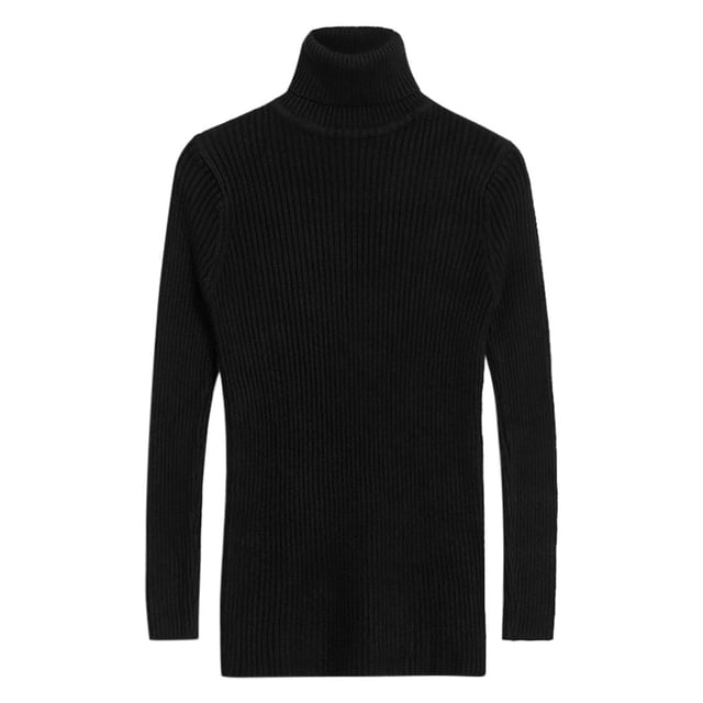 IROINID Women's Turtleneck Pullover Sweater Solid Color Loose Short Length Long Sleeve Turtle Neck Knitted Sweater Wrap