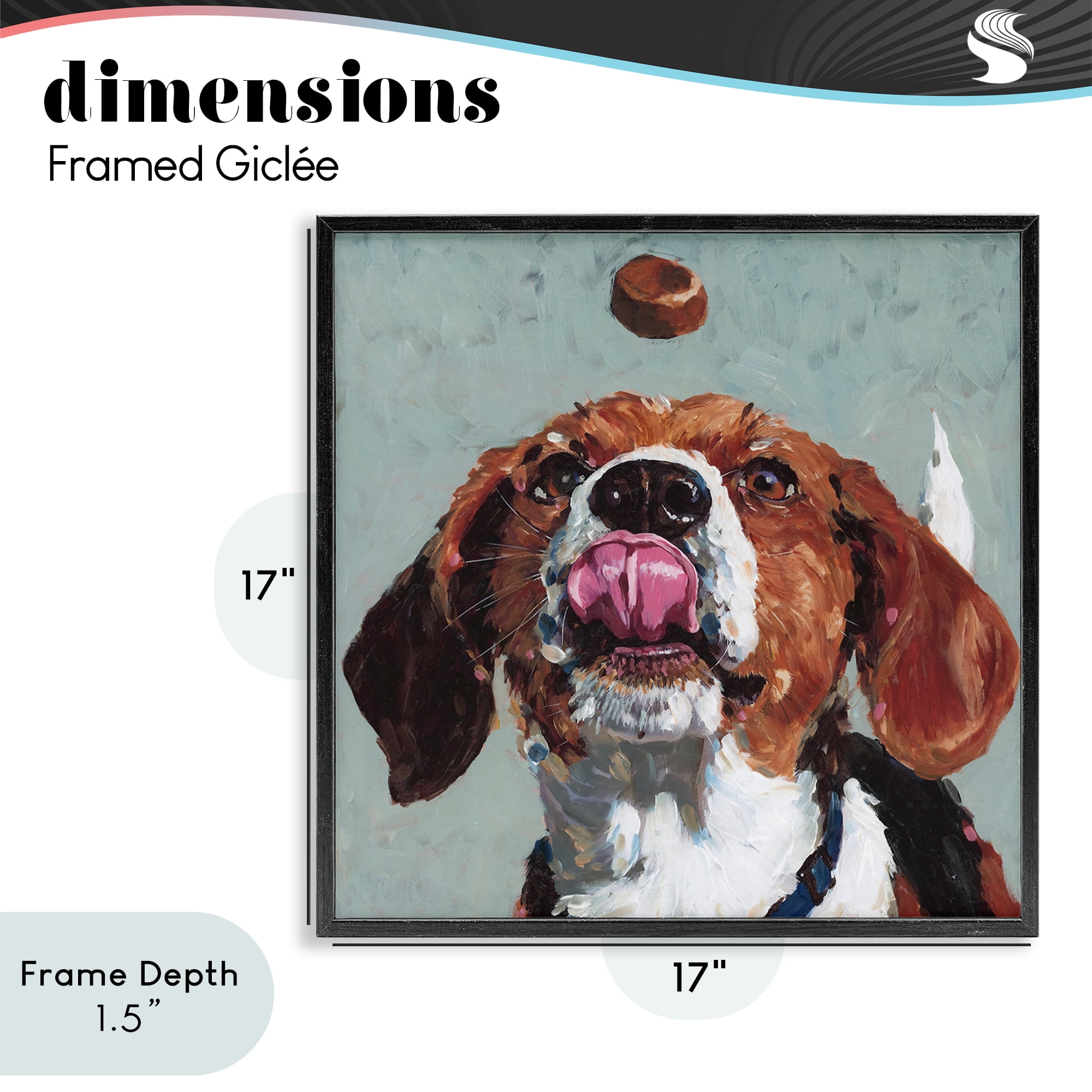 Stupell Industries Beagle Treat Excitement Black Framed Giclee Art, design by Studio Bautista