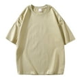 thumbnail image 1 of Hiiyo Men's T Shirt Solid Color Short Sleeved Loose T-Shirt, Khaki, 1 of 2