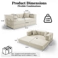 thumbnail image 2 of Hcore 79"Folding Floor Couch,Compressed Convertable Sleeper Sofa,Memory Foam Couch with Pillow Back Support Armrest, 4-in-1 Futon Sofa Bed for Living Room,Beige, 2 of 7
