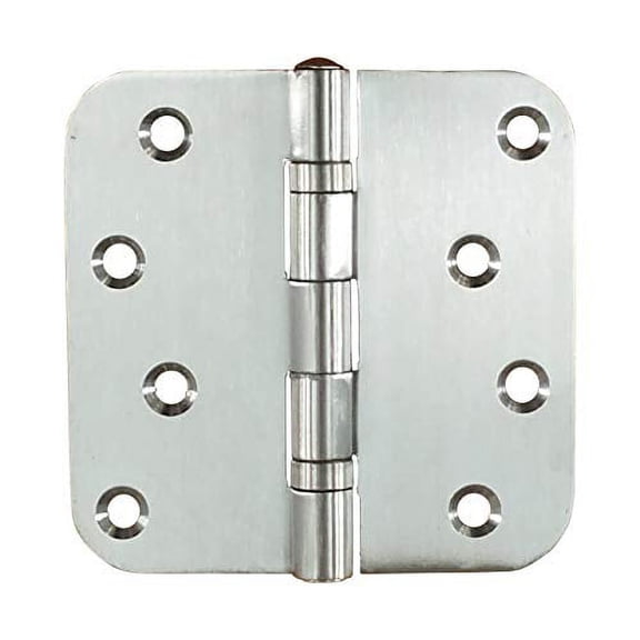 Stainless Steel Ball Bearing Door Hinges - 4" inch with 5/8" inch Radius - Non-Removable Pin - 2 Pack