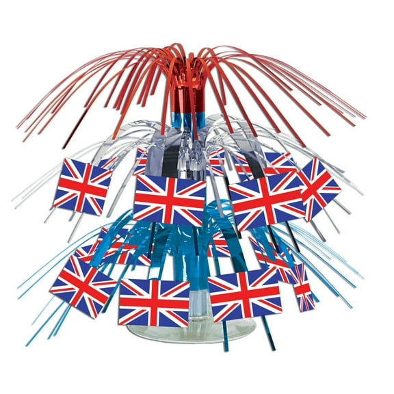 Party Central Club Pack of 12 Blue and Red Union Jack British Flag Mini Cascade Table Centerpieces