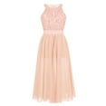 thumbnail image 2 of XUNZOO Junior Big Girls High Neck Chiffon Bridesmaid Dress Wedding Party Ball Prom Long Gowns Coral 16, 2 of 6