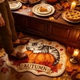 thumbnail image 5 of SLYNSHome Fall Irregular Floor Mat, Cute Sleeping Cat Pumpkin Non-Slip Bath Rug, Soft Washable Seasonal Shaped Carpet Roll Packed For Bathroom Living Room Entryway Decor, 5 of 7