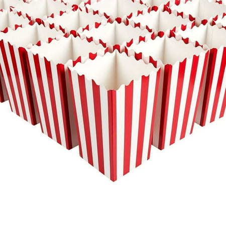 100-Pack Mini Popcorn Boxes, 3.9 inches Red & White Paper Containers for Party Treats and Favors, Movie Night, Carnival Circus Theme Supplies & Decorations