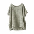 thumbnail image 1 of Zpanxa Chemises Fille Ado Couleur Unie Coton Lin Col Rond Manches Courtes Haut Coton Lin 5-6 Ans, 1 of 5
