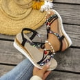 thumbnail image 4 of Dakaela Womens Wedge Sandals Comfortable Wide Width Platform Casual Espadrilles Open Toe Orthopedic Jeweled Beaded Slip on Walking Shoes Size 6-11 Black, 4 of 6