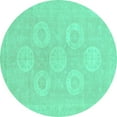thumbnail image 1 of Ahgly Company Indoor Round Oriental Turquoise Blue Traditional Area Rugs, 5' Round, 1 of 4