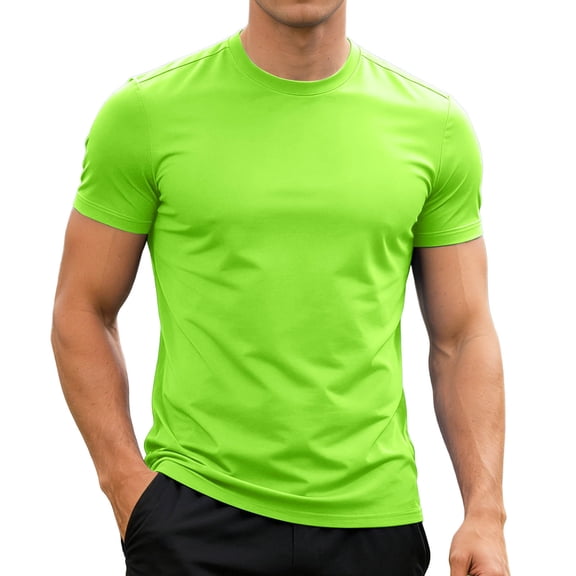 FINALGANG Mens Solid Color Crew Neck Short Sleeve TShirt With Smooth Stretch Slim Fit Quick Dry For Fathers Day Gift Gym Training Business Casual Wear Trendy Tee