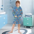 thumbnail image 5 of FORMRS Niños Bathrobe Unisex Hooded Robe Toddler Pajamas Sleepwear, Size 7-9T, Blue Cartoon Galaxy, 5 of 7