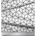 thumbnail image 2 of Soimoi White Cotton Cambric Fabric Maze Cube Geometric Fabric Prints By Yard 56 Inch Wide, 2 of 3