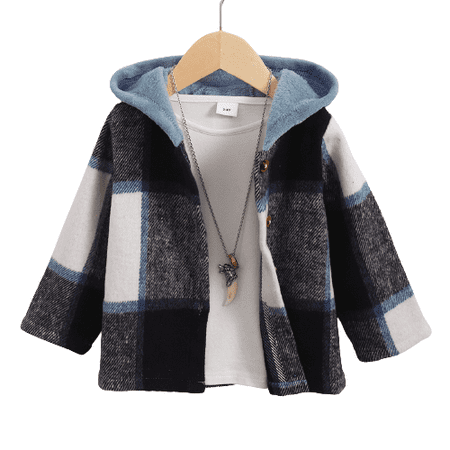 

NZRVAWS Baby Boys Clothes Baby Coat Long Sleeve Plaid Print Hoodie 6-9 Months