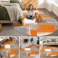 thumbnail image 6 of Orange Grey Abstract Round Living Room Rugs 7 ft, Vintage Modern Washable Area Rug with Non-Slip Sturdy Edge Binding Round Carpet for Kitchen Office Bedroom, 6 of 9