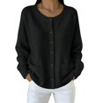 thumbnail image 2 of GILIGEGE Women's Crew Neck Knit Cardigan,Long Sleeve Button Down Loose Sweater Coat with Side Pockets,Soft Casual Outerwear Trendy Fall Fashion for City Strolls Chunky Knit Cardigans Black 3XL, 2 of 4