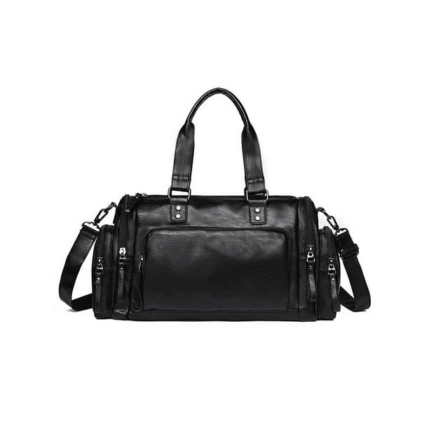 Minnieouse Bolso de hombro multifunción de cuero impermeable para hombre, bandolera Vintage, bolsos de mano, maletín de negocios para Fitness, equipaje Envolturas para manijas de equipaje Negro Minnieouse AP015008-01