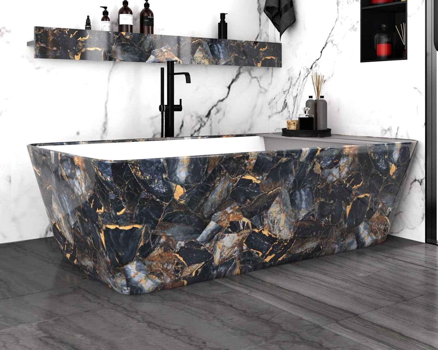 EP Marble Black Contact Paper Peel and Stick Countertops Gold Contact Paper Peel and Stick for Kitchen Backsplash Waterproof Black Wallpaper Vinyl Marble Shelf Liner Counter Top Wallpapers24" x 394''