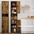 thumbnail image 3 of Oufan Tall Cabinet, Slim Storage Cabinet, Narrow Freestanding Floor Cabinet with 1 Drawer & 2 Barn Doors for Bathroom, Living Room, Entryway,Kitchen, 14" D x 11" W x 69" H, Natural, 3 of 7