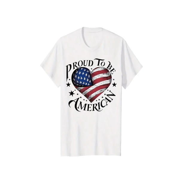 Men's american Flag Heart Print T-Shirt - Cotton Regular Fit Casual Streetwear Hip-Hop Style, Spring Summer Short Sleeve Tee, Patriotic Clothing, Patriotic apparel, Casual attire, urban Street Style,