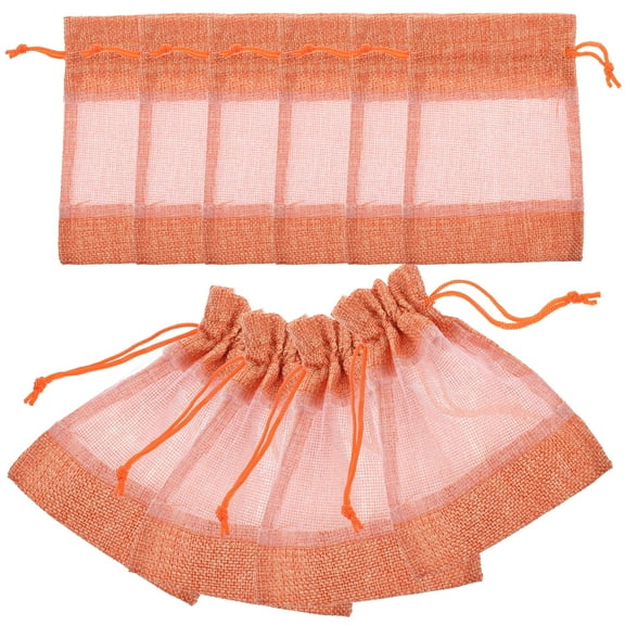 ELAYARD 10Pcs Lightweight Orange Mesh Bags Drawstring Empty Fragrance Sachet