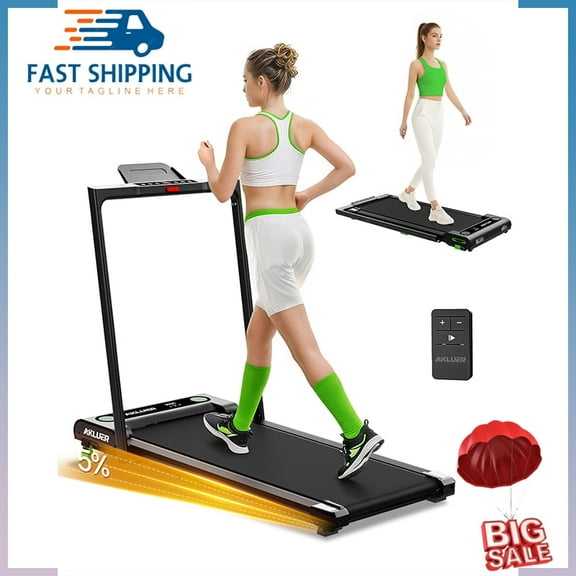 Akluer 2 in 1 Smart Treadmill walkingpad,with 5% incline,maximum weight up to 330lb,large-area rubber running belt,Top speed reaches 7.6MPH ,Remote Control for Remote Adjustment