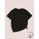 thumbnail image 2 of Girls' Summer Casual Crew Neck Slight Stretch Geometric-pattern Knit Tops, Cotton, Round Neck, Short Sleeve, with Applique, Loose Fit, for Girls, 2 of 6