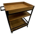 thumbnail image 2 of Benzara Kitchen Mobile Serving Bar Cart with Shelves And Wine Glass Holder-Color:Black/Brown, 2 of 10