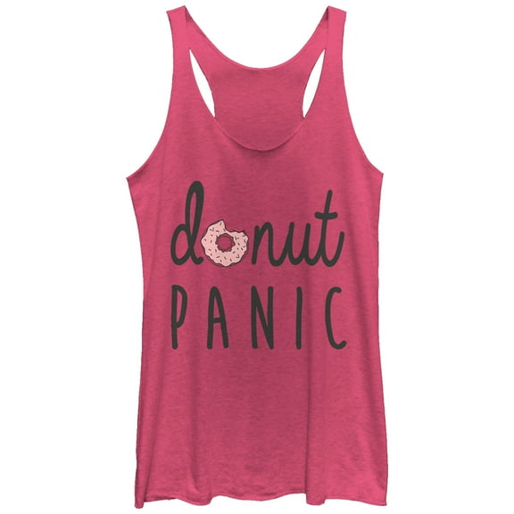 Women's CHIN UP Donut Panic Racerback Tank Top Pink Heather Large