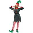 thumbnail image 2 of vastwit Womens Christmas Elf Suit Bells Sequins Dress with Hat Shoes Belt and Stockings Olive Green XXL, 2 of 6