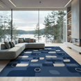 thumbnail image 2 of ODIKA 6'x9' Navy Blue Geometric Tufted Washable Area Rug Modern Abstract With Clean Lines And Contemporary Style for Dining Room, Under Table, Office Décor, Non-Slip Chair-Friendly, 2 of 7