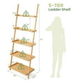 thumbnail image 2 of Gymax 5-Tier Bamboo Ladder Shelf Wall-Leaning Bookshelf Display Bookcase Storage Rack, 2 of 10