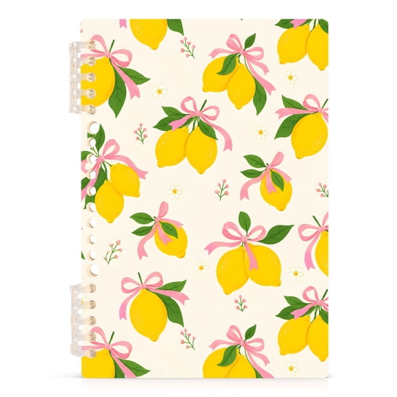 Spiral Journal Notebook Lemon Bow A5 Lined Hardcover PP Material with 60 Pages Paper College Ruled Notebook for Work Note Taking Writing 5.7x8.3 Inch