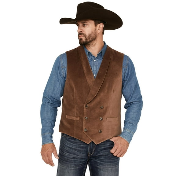 Cody James Men's Amarillo Double-Breasted Velvet Vest Brown
