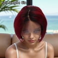 thumbnail image 4 of Unique Bargains 1 Pc Straight Short Hair Hair Wig Real Human Hair 6in 13x4x1in 150 Human Wig Black Red for Women, 4 of 6