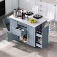 thumbnail image 4 of Harper & Bright Designs Kitchen Island with Storage Tilt Trash Can Cabinet and Pull Out Cabinet Organizer, Rolling Kitchen Island on 5 Wheels with Drop Leaf, Drawers and Door, Grey+Blue, 4 of 18