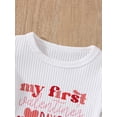 thumbnail image 4 of My First Valentines Day Baby Girl Outfit Hearts Onesie Long Sleeve Romper Bell Bottoms Headband 3pcs, 4 of 9
