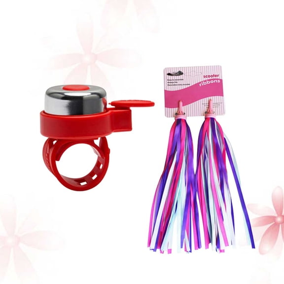 MEIBUTYUP 2Pcs Bike Handlebar Bell Set with Assorted Color Streamers for Scooter Accessories