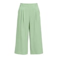 thumbnail image 6 of LEKODE Women Palazzo Pants Wide Leg Cropped Capris Baggy Casual High Waist Trousers with Pockets Lightweight Solid Color Light Green M, 6 of 7