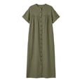 thumbnail image 4 of ClodeEU Women's Crew Neck Short Sleeve Maxi Dress with Pockets,Casual Loose Summer Vacation Dress Army Green,Women's Plus L, 4 of 7