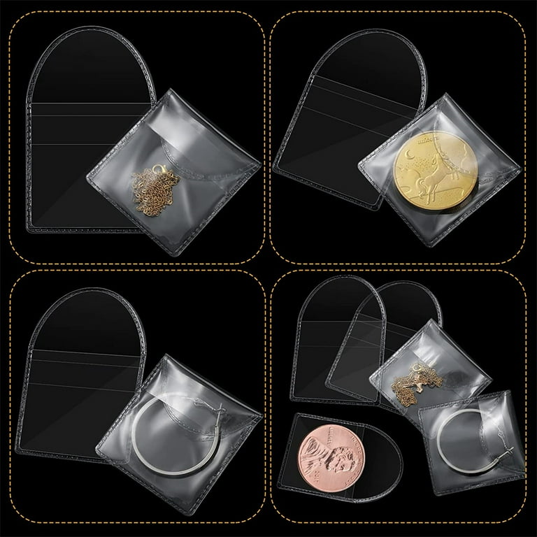 NOGIS 50pcs 2.2x2inch PVC Free Clear Plastic Coin Sleeves