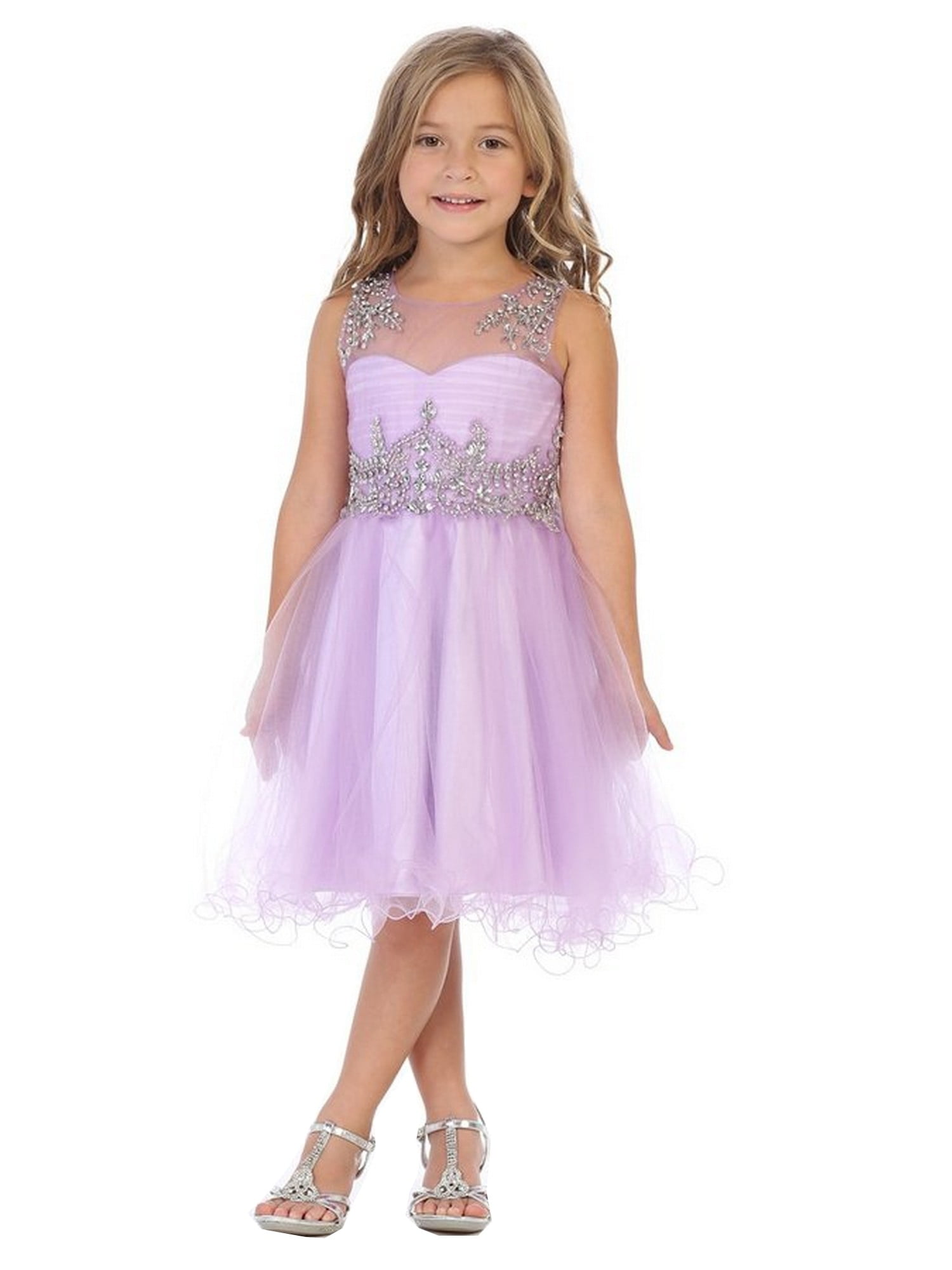 My Best Kids My Best Kids Little Girls Lilac Stone Accented Wire Hem