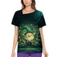 thumbnail image 4 of Fgvctg St. Patrick's Day Scrub Tops for Women V Neck Cute Shamrock Printed Scrub Top Soft Short Sleeve T Shirts Loose Scrubs Working Shirts Nursing Uniform with Pocket Fluorescent Green M, 4 of 5