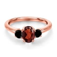 thumbnail image 3 of Gem Stone King 18K Rose Gold Plated Silver Red Garnet and Black Diamond Engagement Ring for Women | 1.21 Cttw | Oval 7X5MM | Gemstone January Birthstone | Size 6, 3 of 6