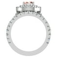thumbnail image 3 of Pear Cut Pink Morganite Double Halo Wedding Ring Set Split Shank 14K White Gold 3.40 Carat (G,SI), 3 of 5
