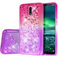 thumbnail image 2 of Compatible for Nokia 2.3 Case, with Tempered Glass Screen Protector SOGA Diamond Liquid Quicksand Cover Cute Girl Women Phone Case - Pink / Purple, 2 of 5
